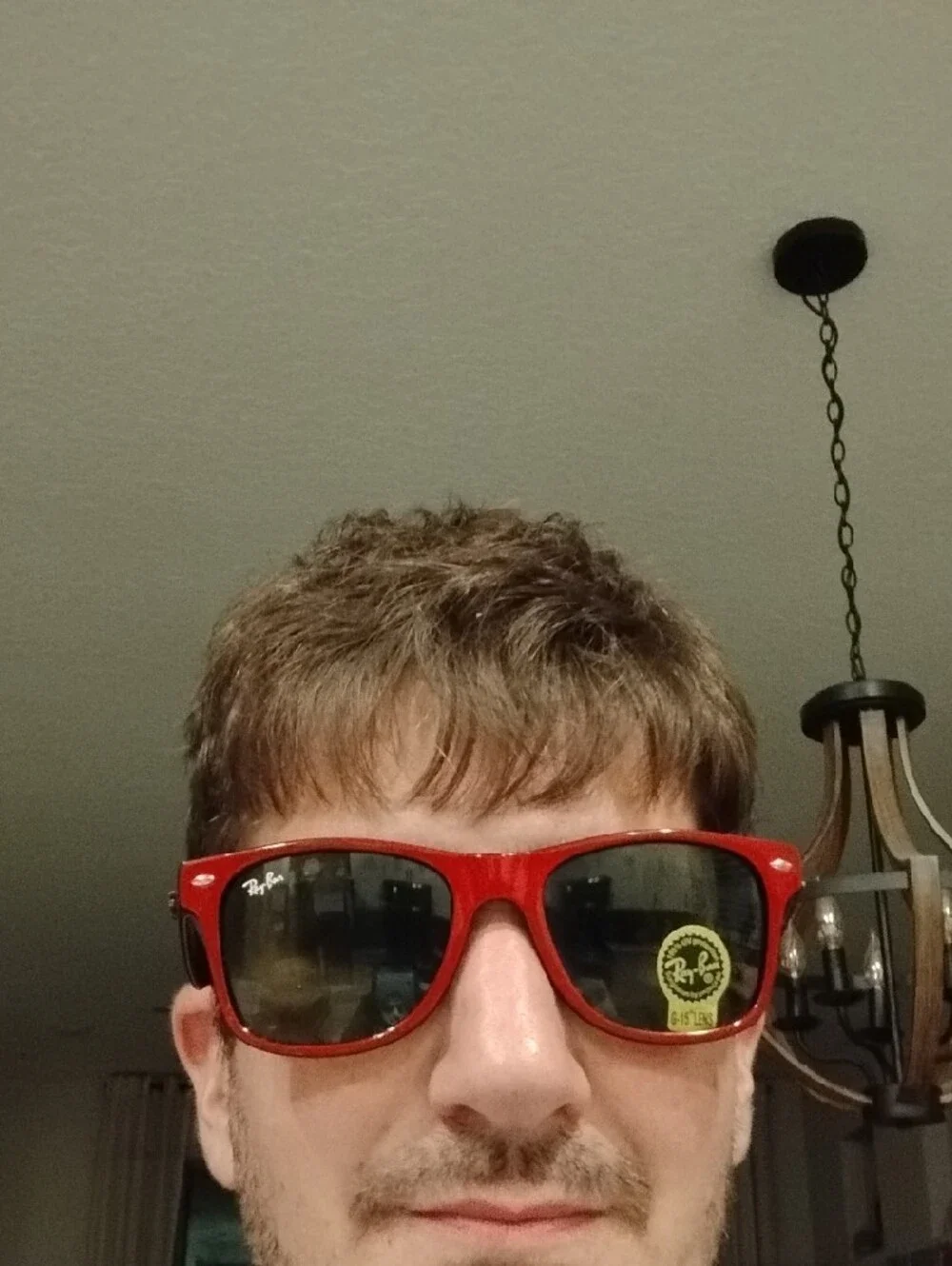 Ray-Ban Wayfarer Red Frame Sunglasses with Green Lenses